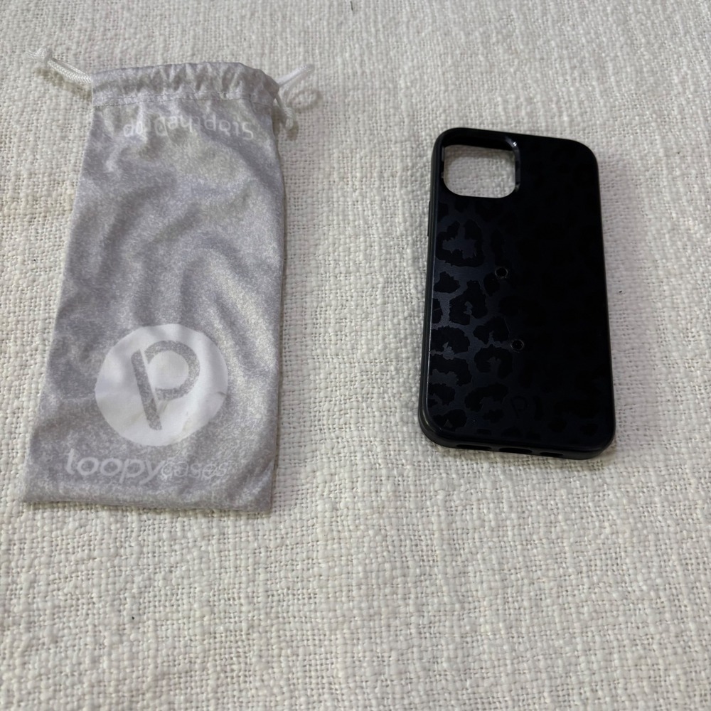 Loopy Cases iPhone Case Midnight Leopard Black Animal Print with Pouch